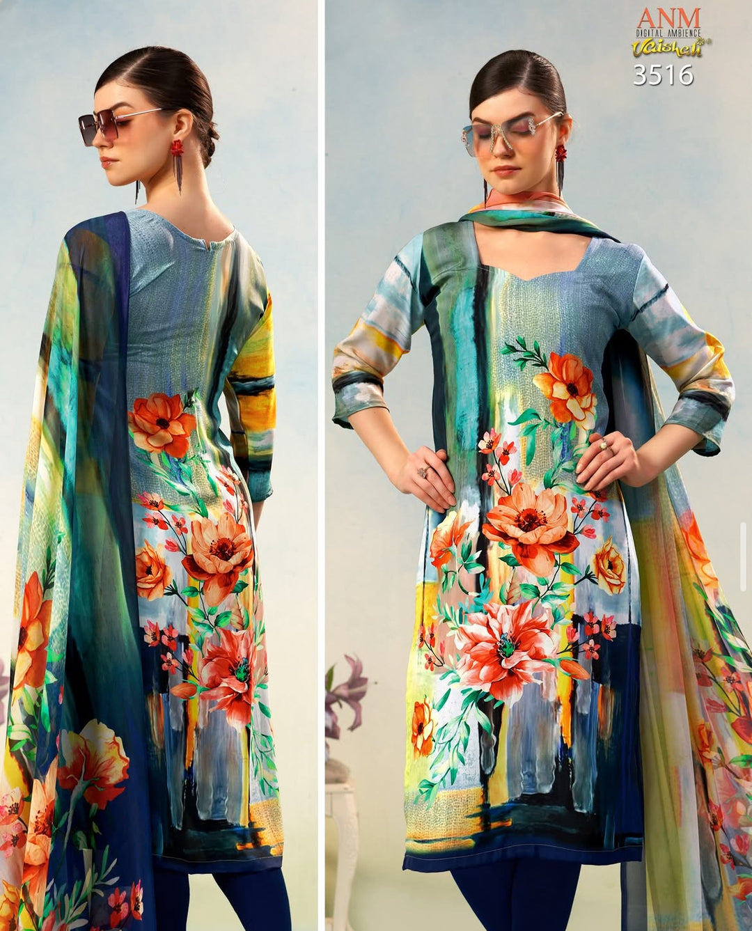 Vaishali 3516 - Digital Print - Unstitched - Summer Crepe Unstitched Designer