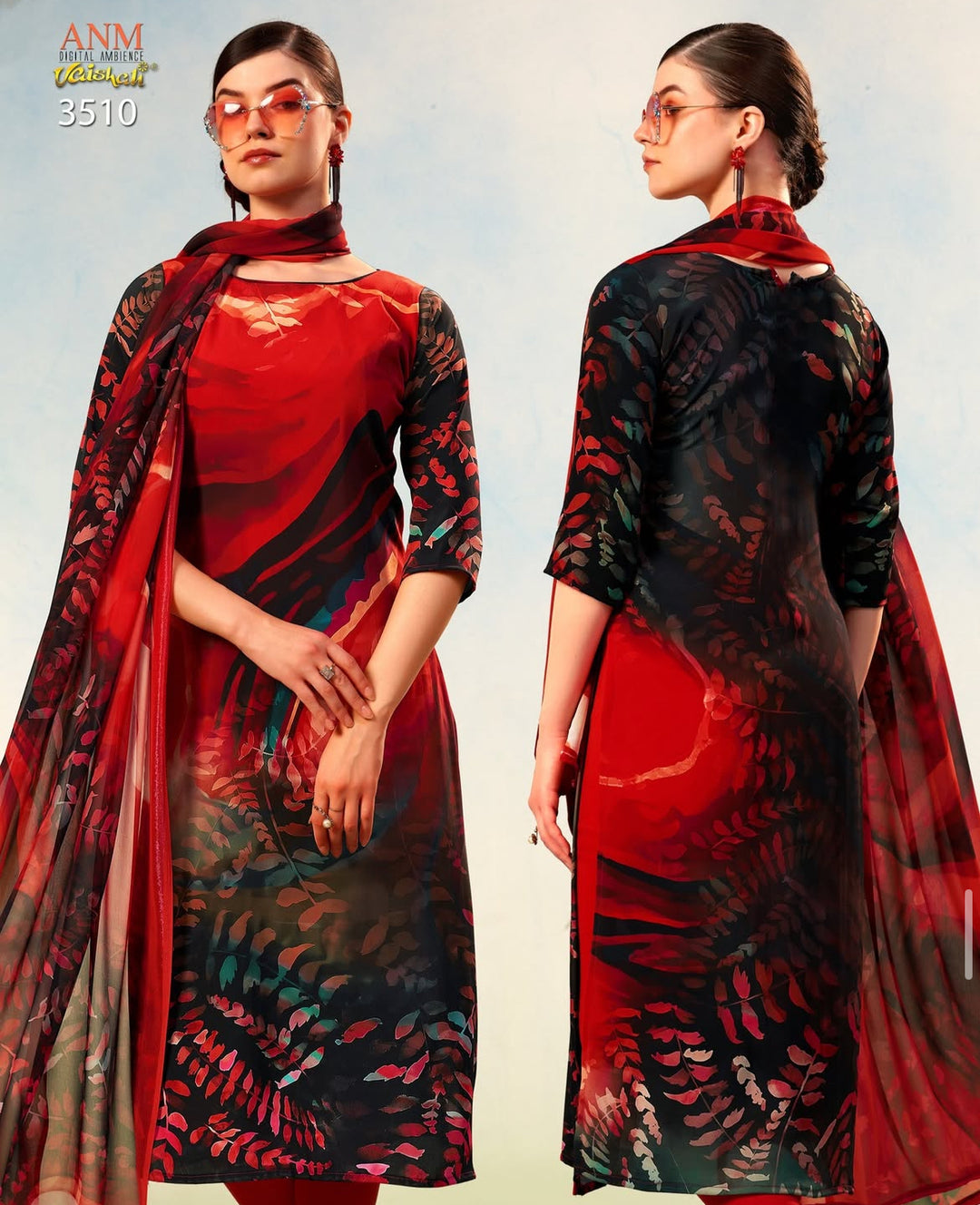 Vaishali 3510 - Digital Print - Unstitched - Summer Crepe Unstitched Designer