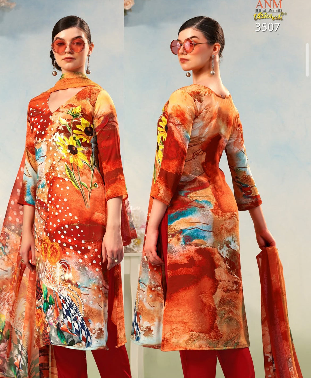 Vaishali 3507 - Digital Print - Unstitched - Summer Crepe Unstitched Designer