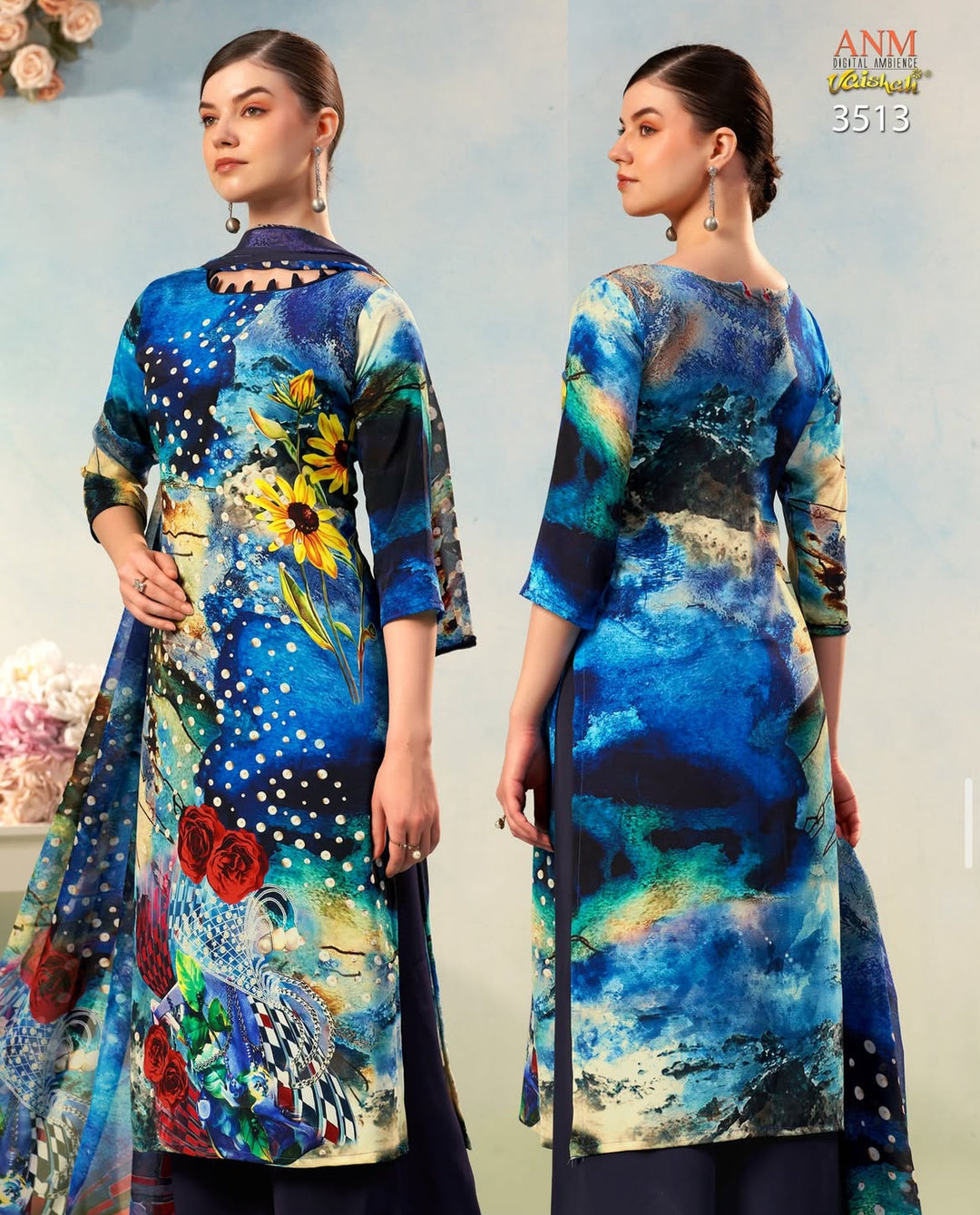 Vaishali 3513 - Digital Print - Unstitched - Summer Crepe Unstitched Designer