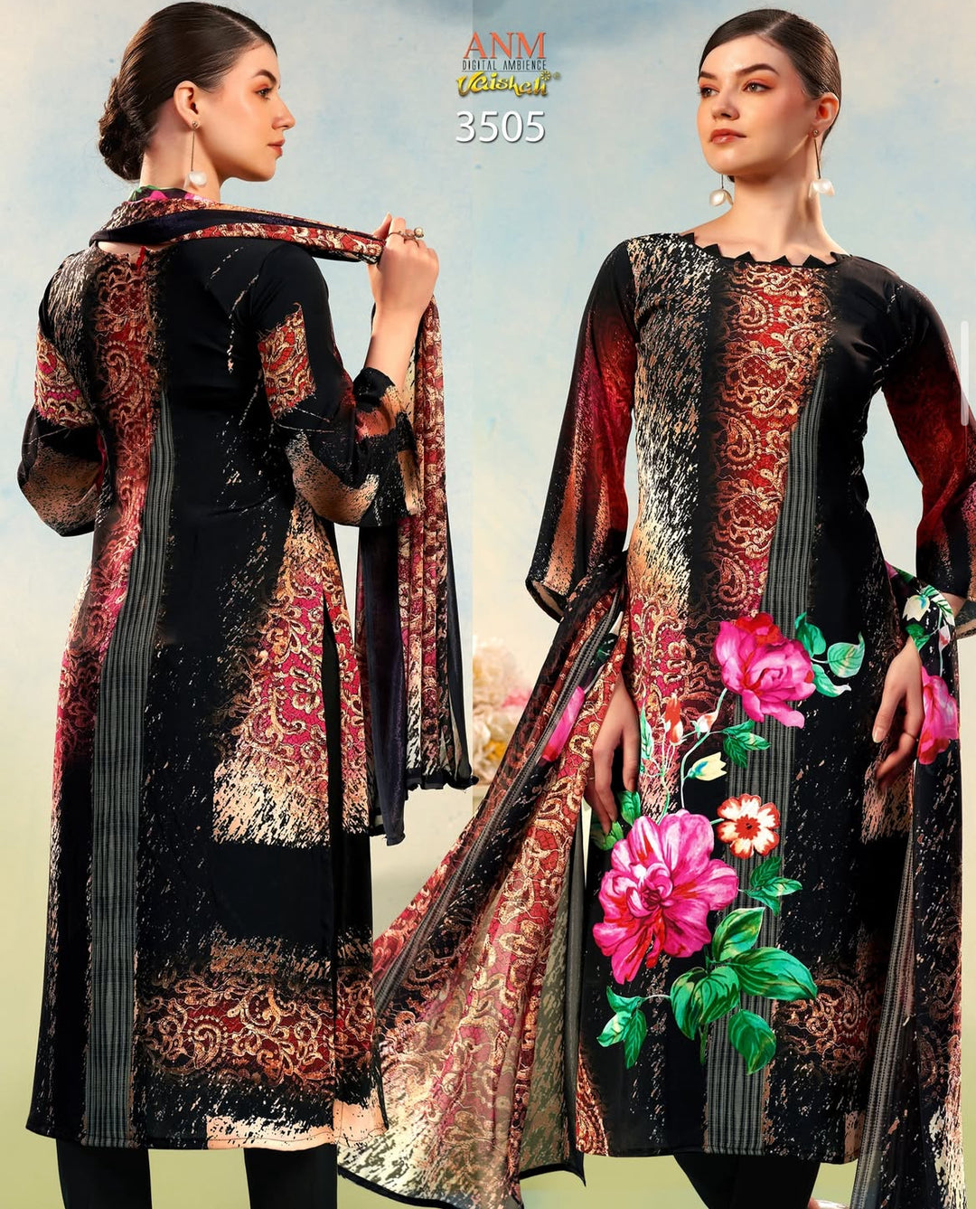 Vaishali 3505 - Digital Print - Unstitched - Summer Crepe Unstitched Designer