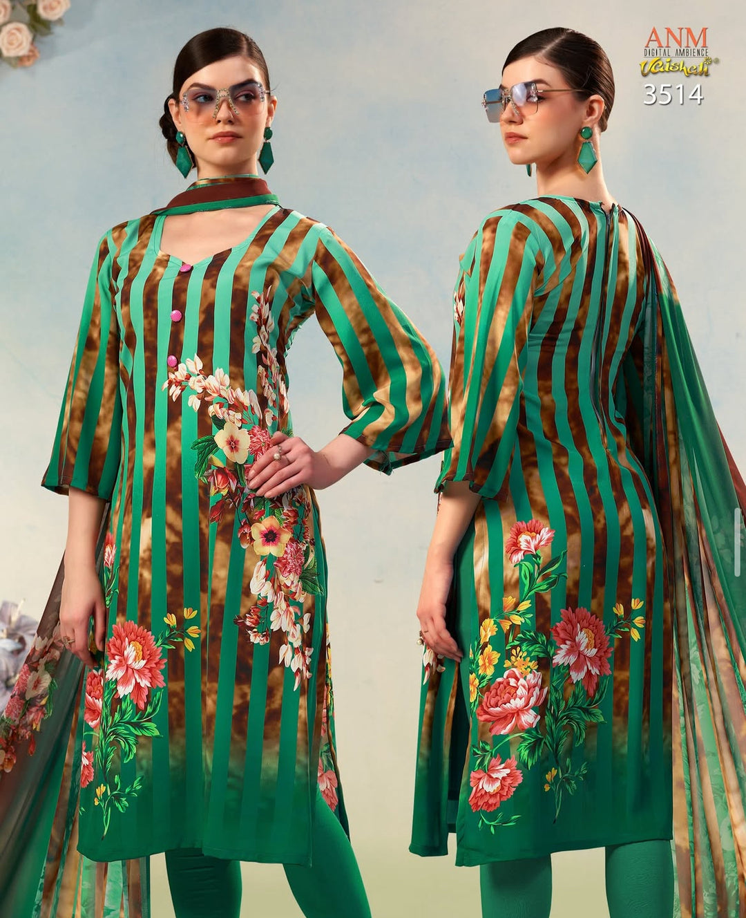 Vaishali 3514 - Digital Print - Unstitched - Summer Crepe Unstitched Designer