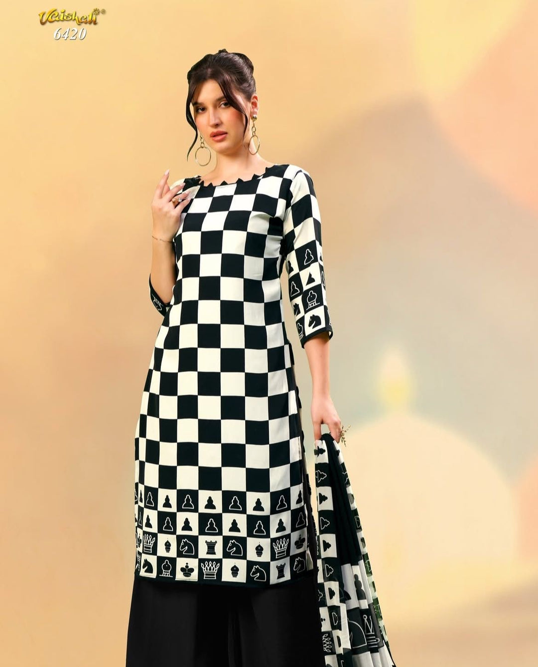 Vaishali 6420- Prints A - Unstitched - Summer Crepe Unstitched Designer