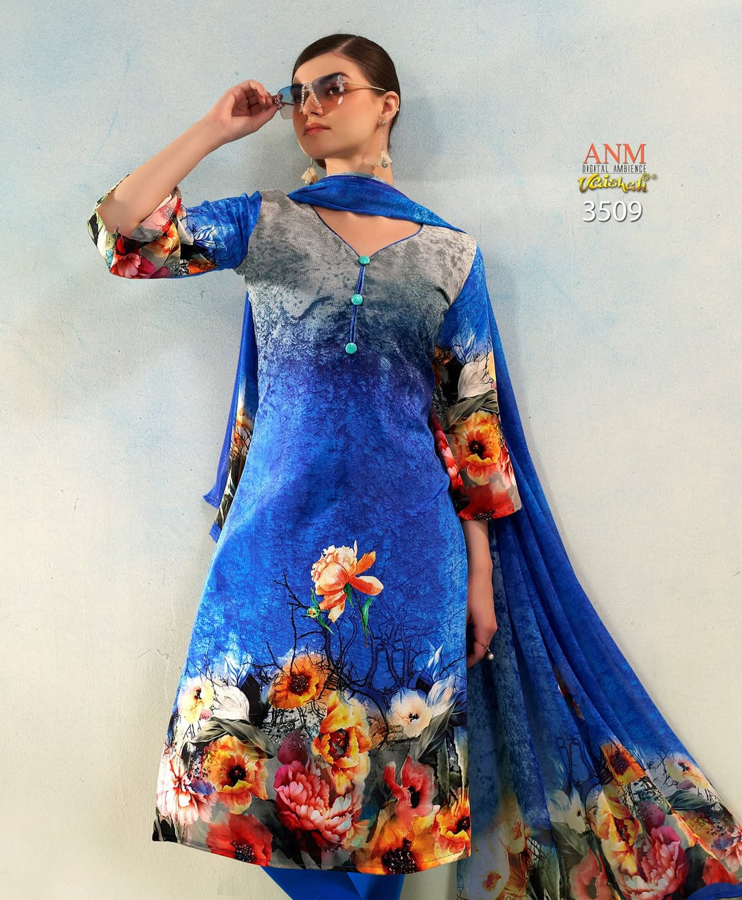 Vaishali 3509 - Digital Print - Unstitched - Summer Crepe Unstitched Designer
