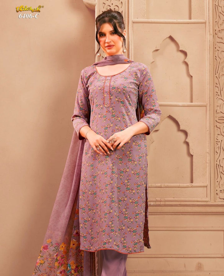 Vaishali 6406 - Prints A,B , C & D   - Unstitched - Summer Crepe Unstitched Designer