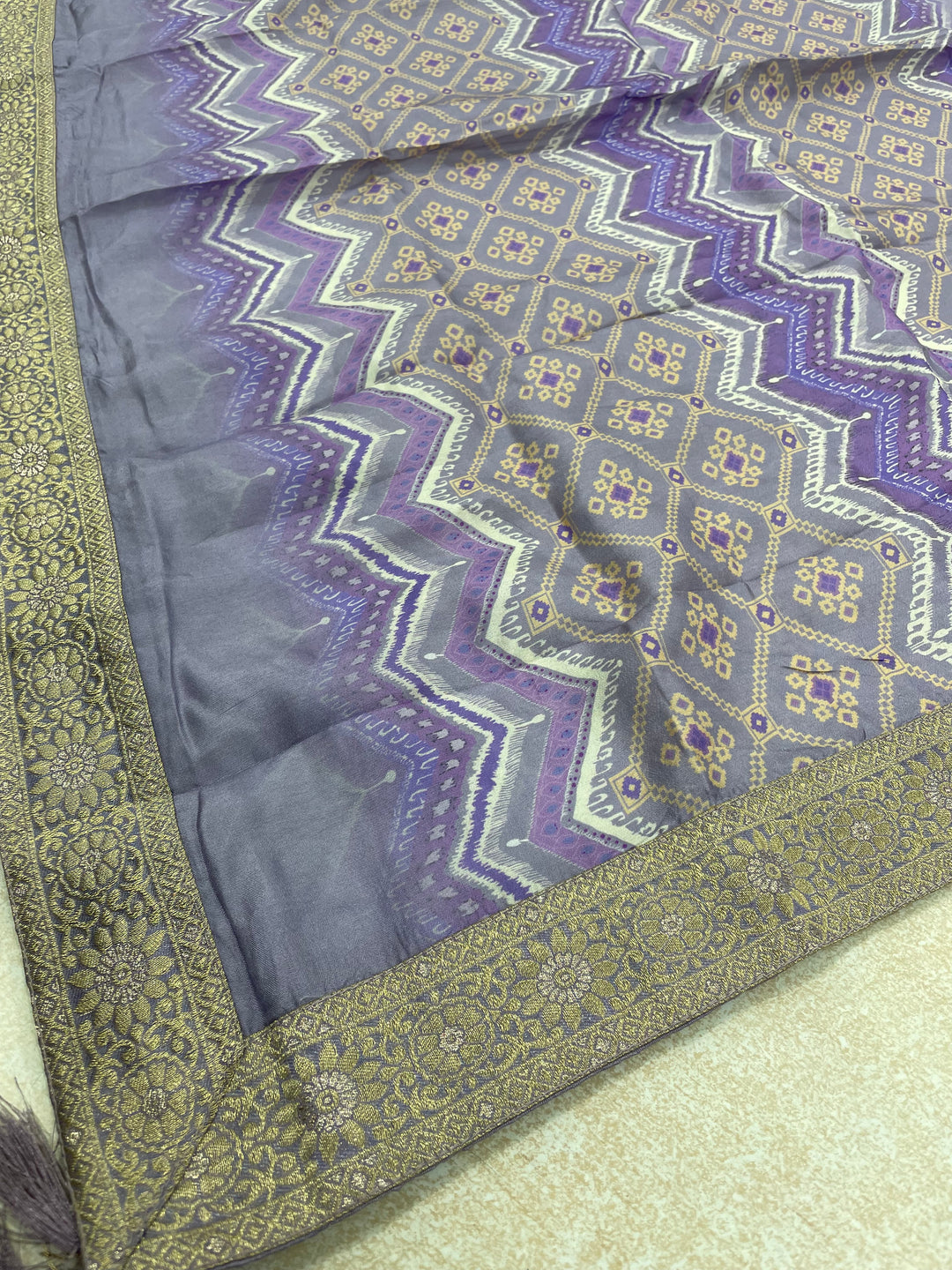 Yasmin - Dusky Lavender&nbsp; Bhagalpuri Silk Frock with Digital Print Dupatta - 2pcs