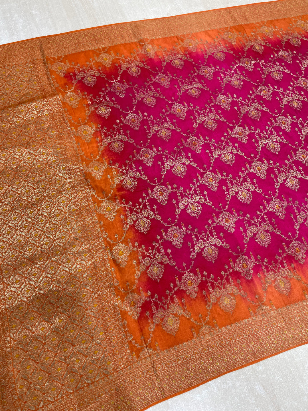 Aleeza – Orange Pure Silk Embroidered Set with Jacquard Dupatta - 3pcs
