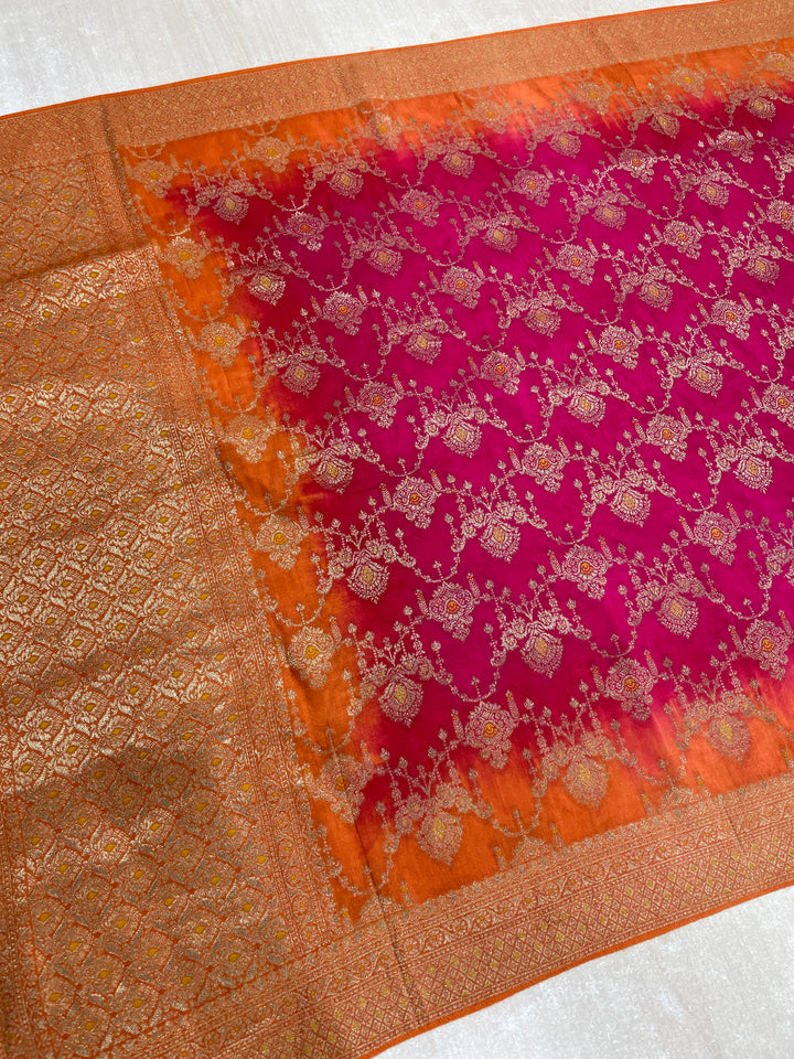 Aleeza – Orange Pure Silk Embroidered Set with Jacquard Dupatta - 3pcs