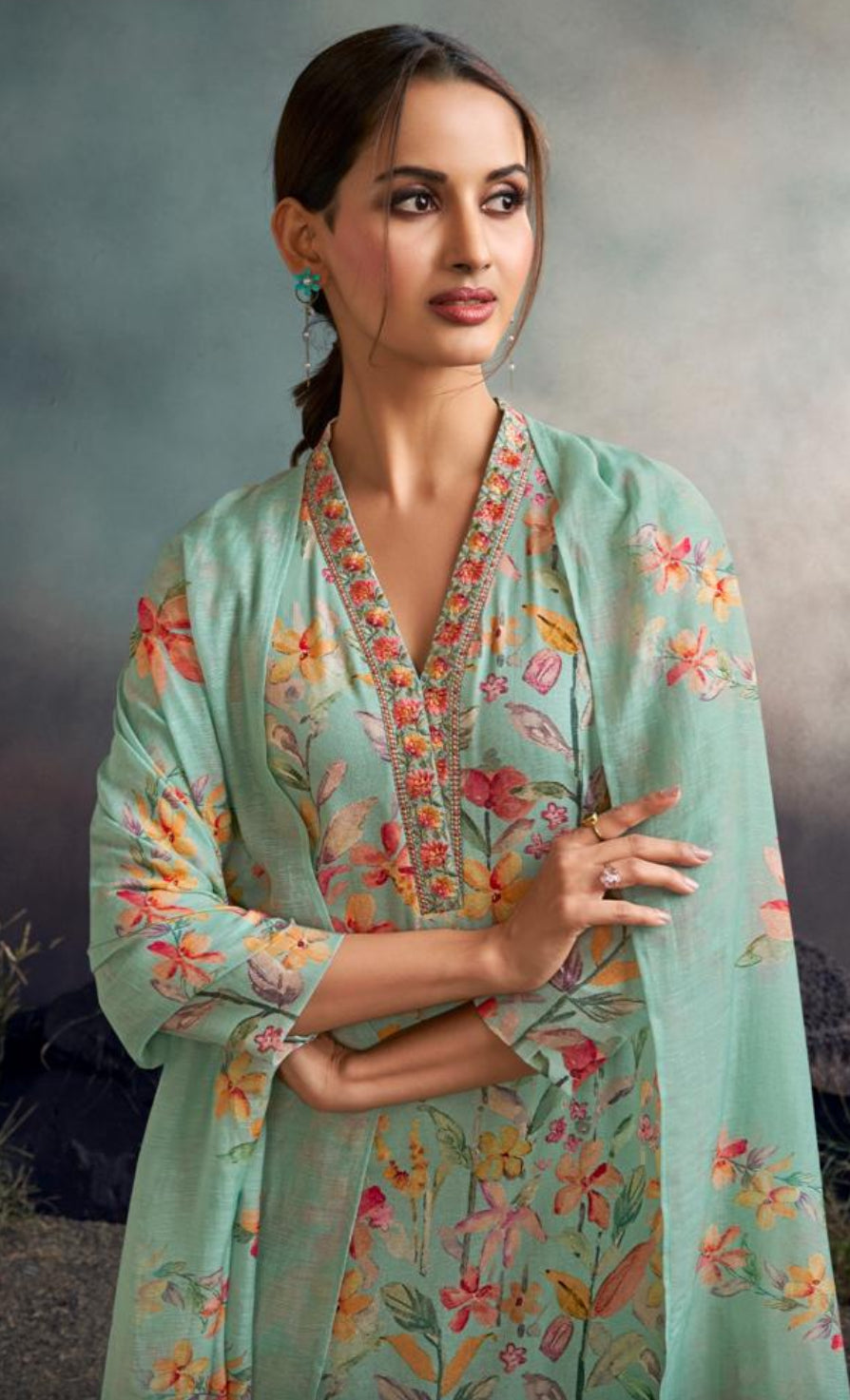 Amina - 11090 - Pure Silk Shalwar Kameez - 3 Pcs