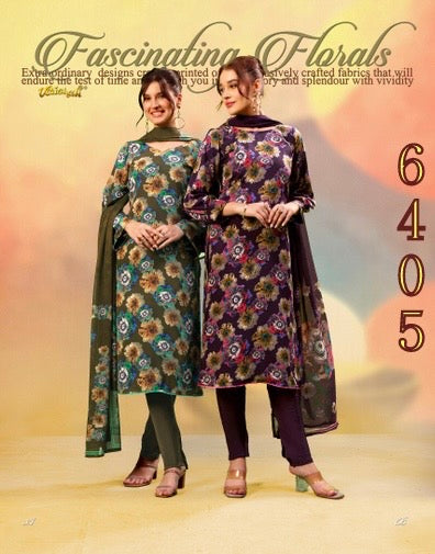 Vaishali 6405 - Prints A,B , C , D & E  - Unstitched - Summer Crepe Unstitched Designer