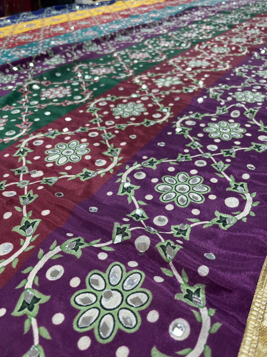 Chameli ( B ) – Pure Silk Multicolour Dupatta with Mirror & Diamante Detailing
