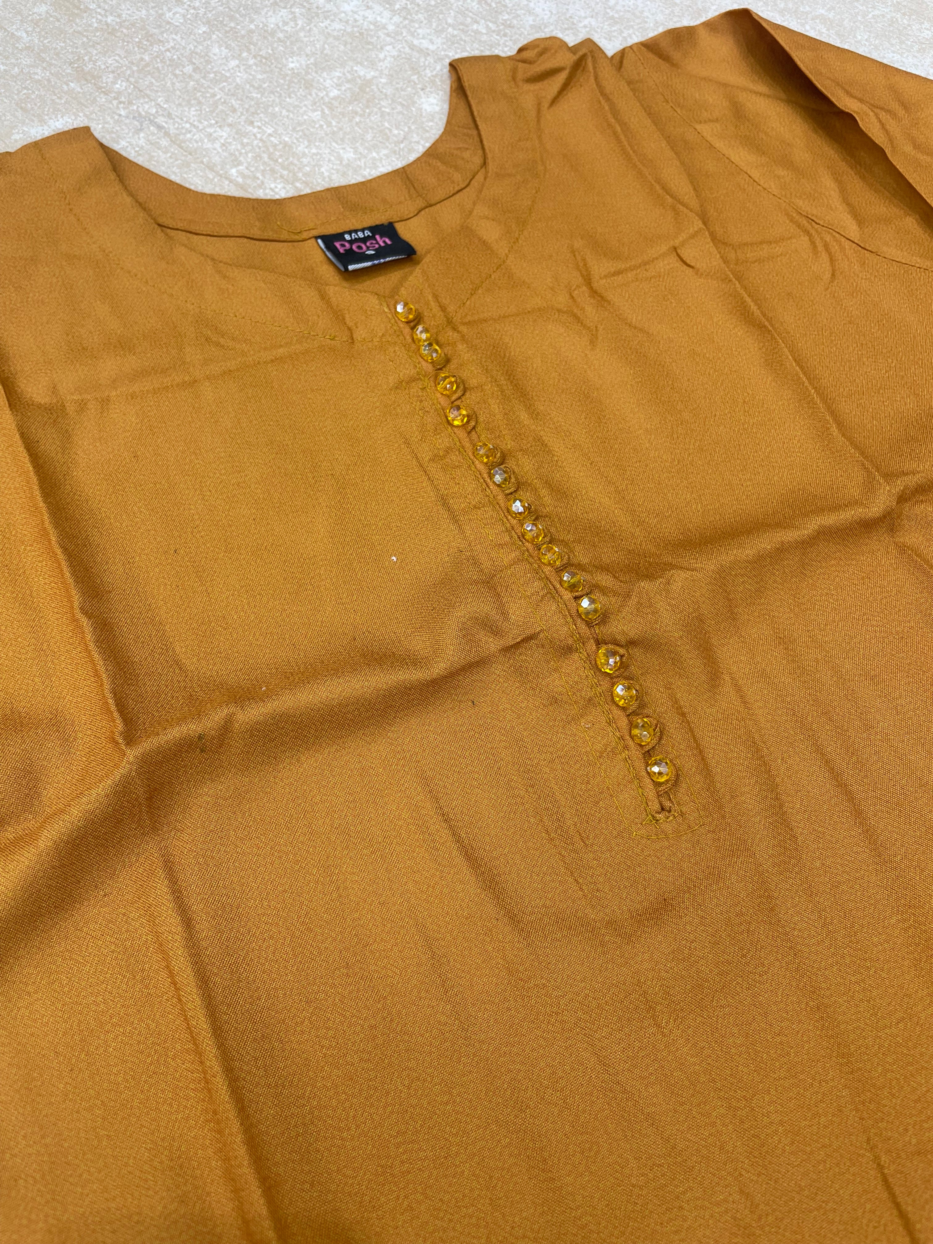 Mustard Dhanak Shalwar Kameez with Chadar scarf - 3Pcs