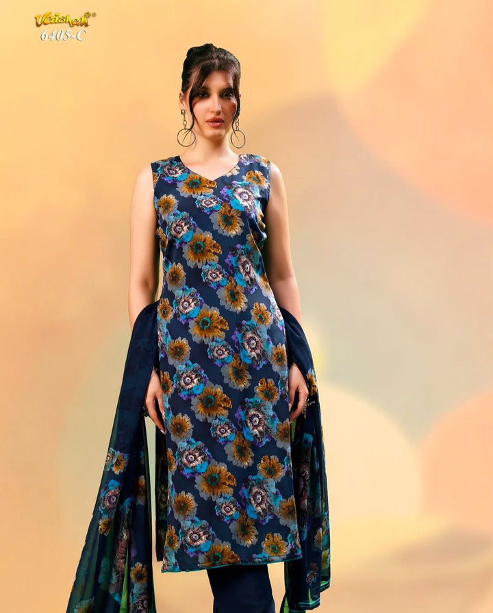 Vaishali 6405 - Prints A,B , C , D & E  - Unstitched - Summer Crepe Unstitched Designer