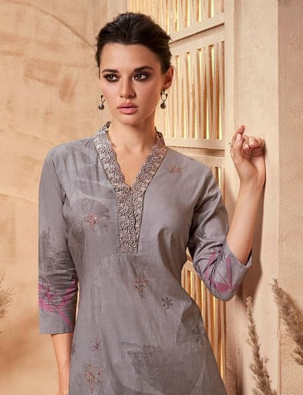 Viradi 18 - 1863 - Grey - Cotton Digital Print - 3Pcs Suit