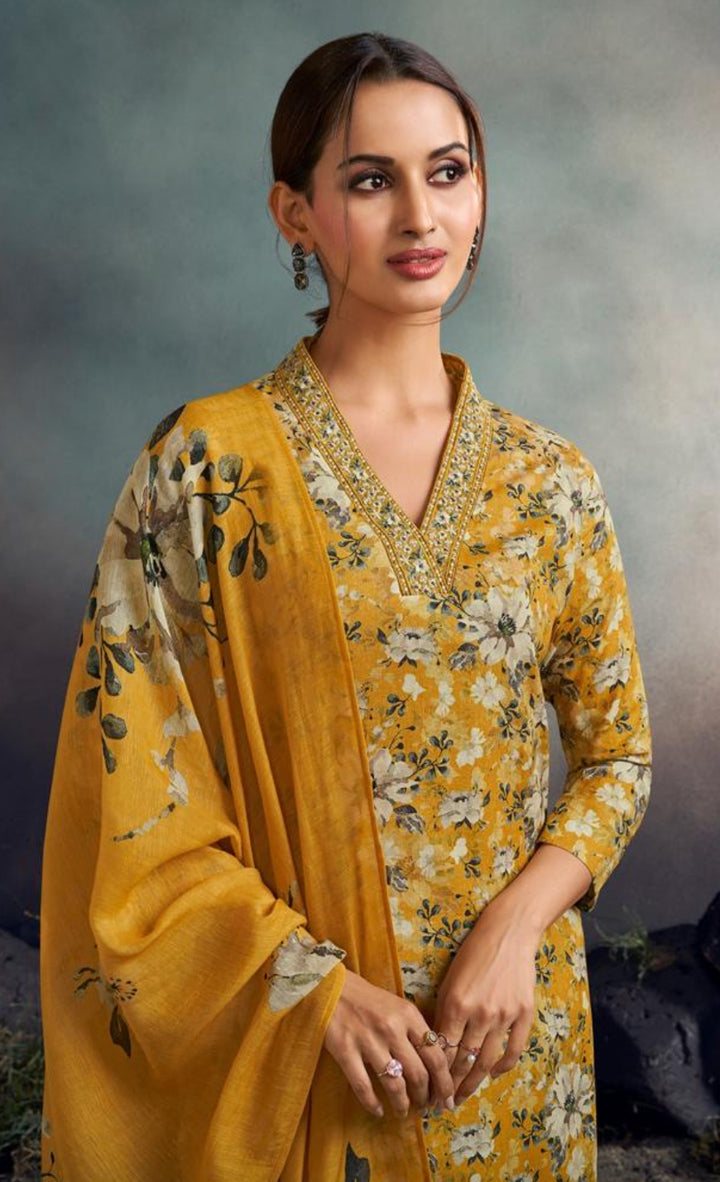 Amina - 11086 - Pure Silk Shalwar Kameez - 3 Pcs