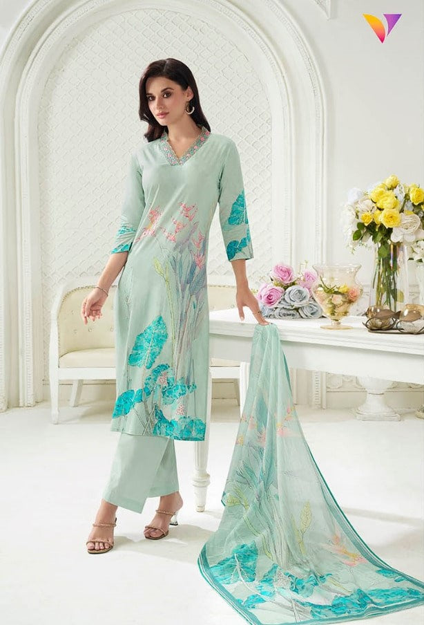 Viradi 19 - 1951 - Light Green - Cotton Digital Print - 3Pcs Suit