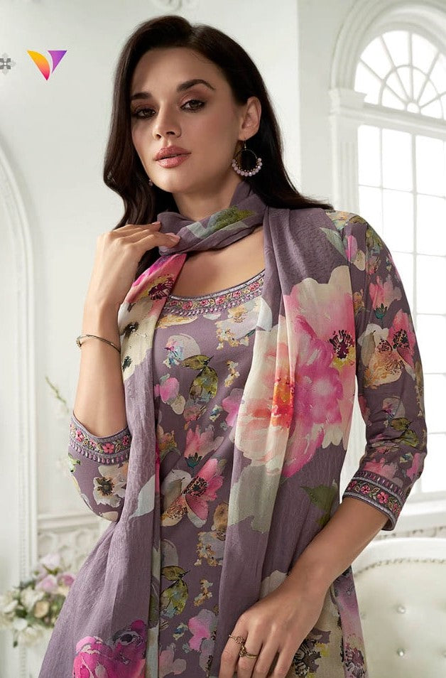 Viradi 19 - 1954 - Purple - Cotton Digital Print - 3Pcs Suit