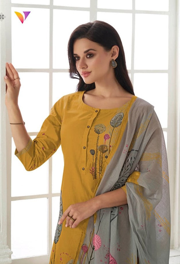 Viradi 19 - 1955 - Mustard- Cotton Digital Print - 3Pcs Suit