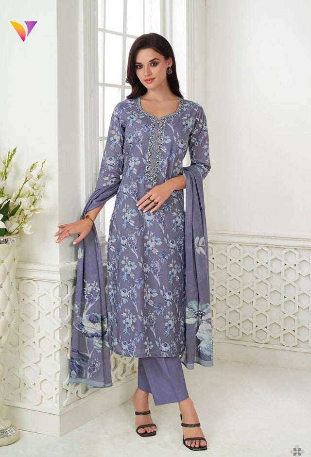 Viradi 19 - 1956 - Light Purple- Cotton Digital Print - 3Pcs Suit