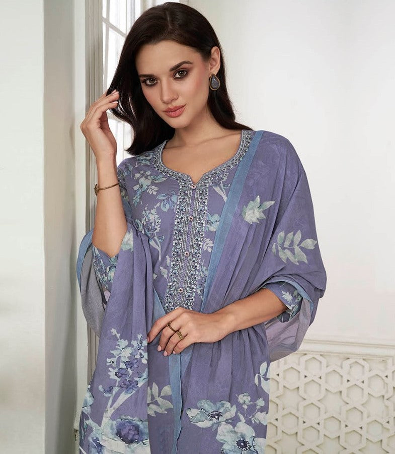 Viradi 19 - 1956 - Light Purple- Cotton Digital Print - 3Pcs Suit