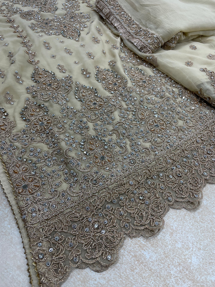 Aisha - Gold embroidered Plazo - Rose Gold Embroidered & Gem work - 3Pcs