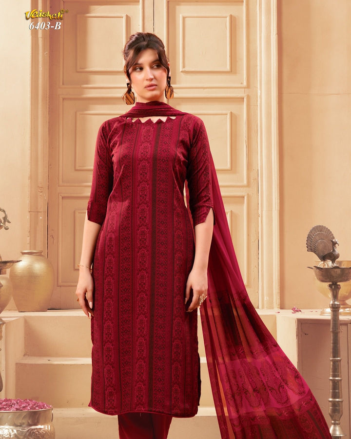 Vaishali 6403 - Prints A,B , C & D - Unstitched - Summer Crepe Unstitched Designer