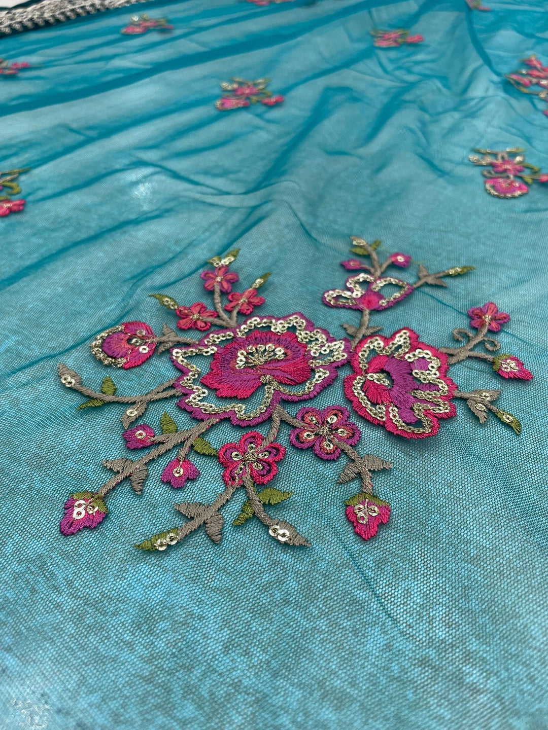 Marwah - Teal Green Embroidered Anarkali with Net Dupatta - 3 Pcs