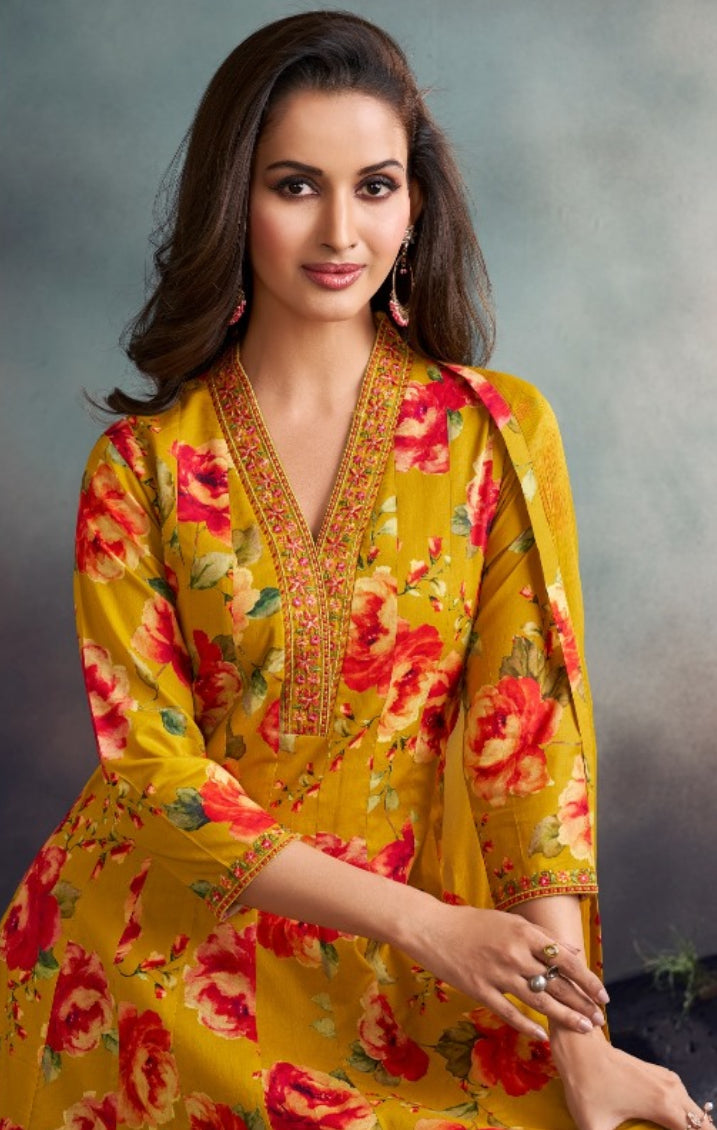 Zainab - 11066 - Cotton/Lawn A line Dress - 3 Pcs