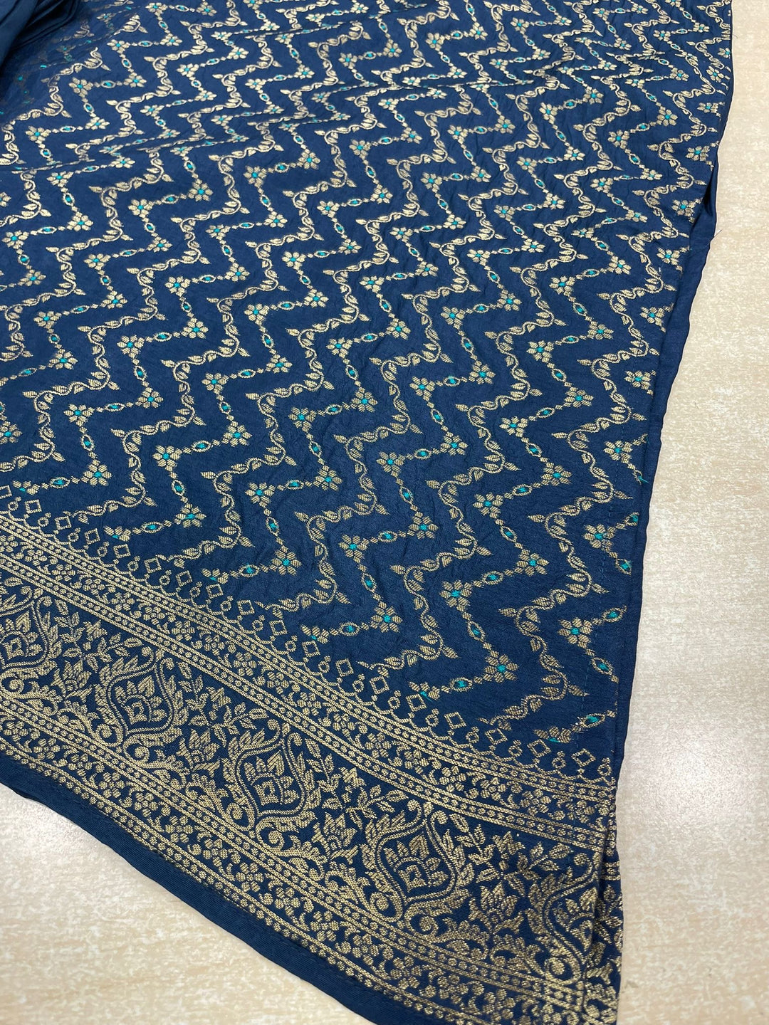 Aleena - Blue Pure Viscose Dola with Embroidery Work & Digital Print Scarf - 3 Pcs