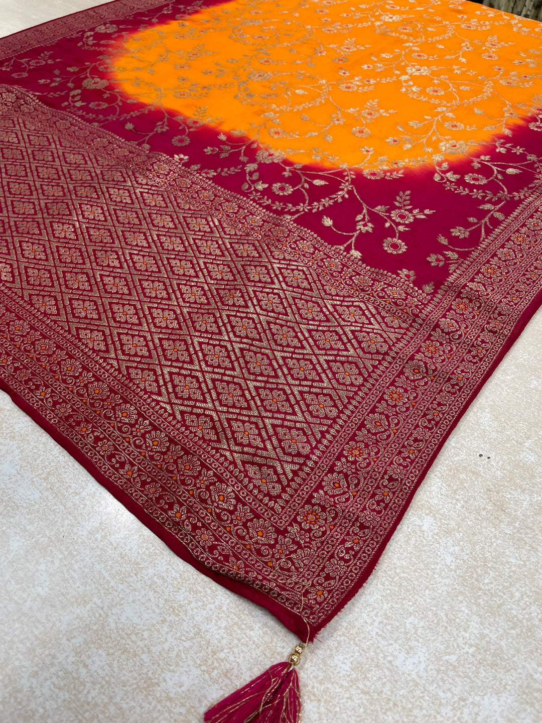 Aleeza – Cerise Pink Pure Silk Embroidered Set with Jacquard Dupatta - 3pcs