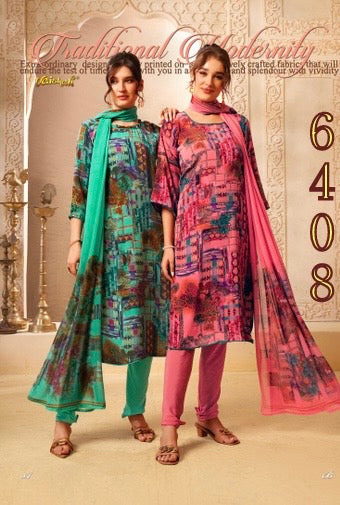Vaishali 6408- Prints A,B , C & D   - Unstitched - Summer Crepe Unstitched Designer