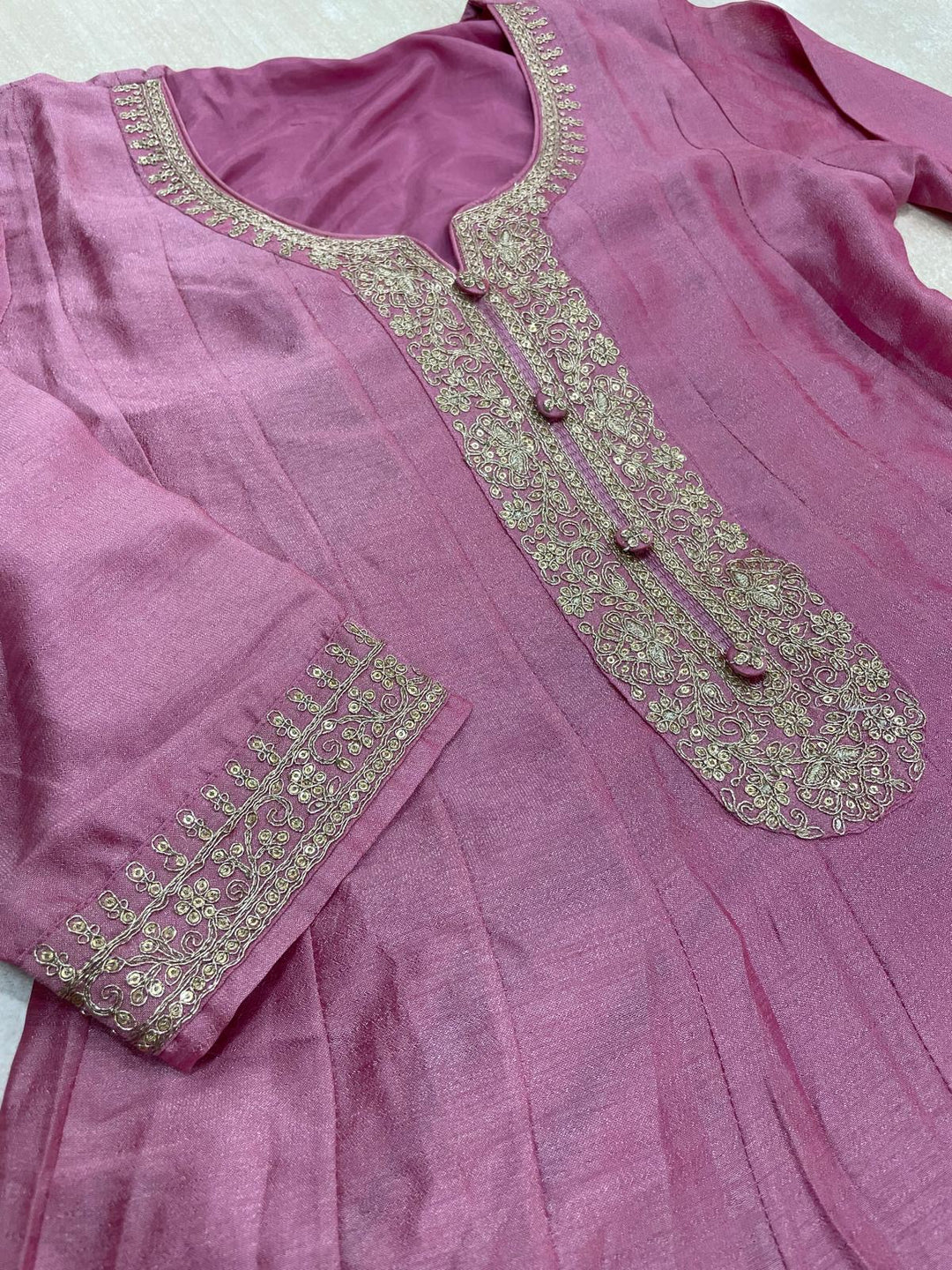 Marwah - Pink Embroidered Anarkali with Net Dupatta - 3 Pcs