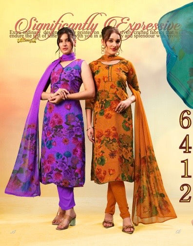 Vaishali 6412- Prints A,B , C & D   - Unstitched - Summer Crepe Unstitched Designer