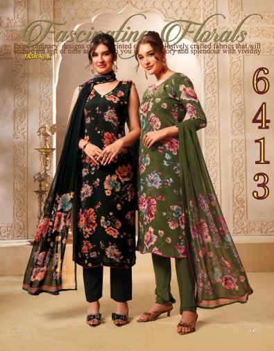 Vaishali 6413- Prints A,B , C & D   - Unstitched - Summer Crepe Unstitched Designer