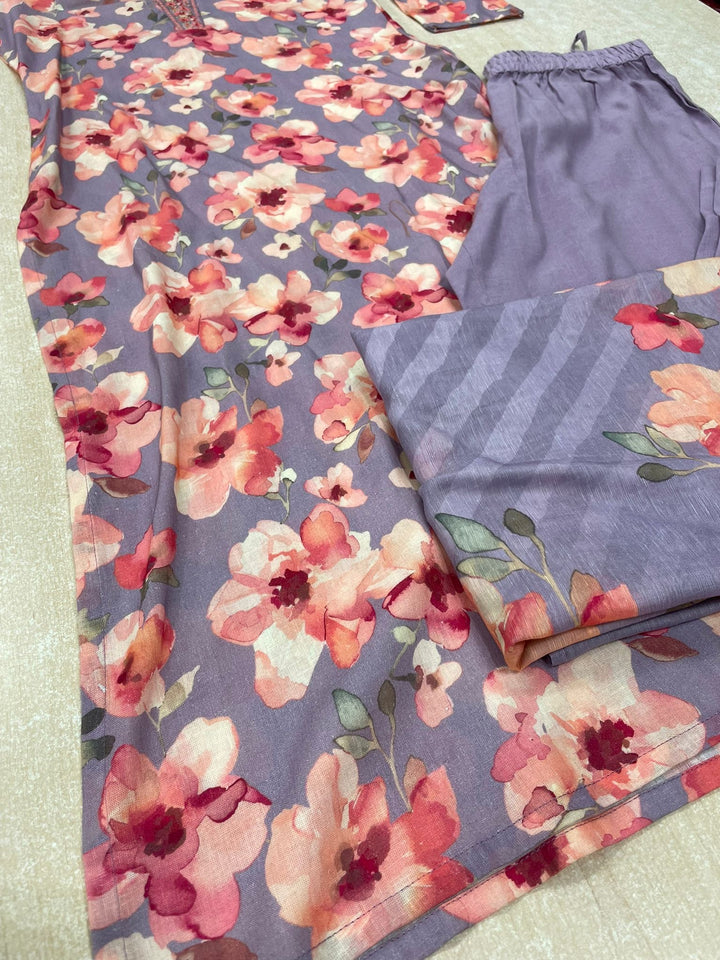 Amina - 11087 - Pure Silk Shalwar Kameez - 3 Pcs