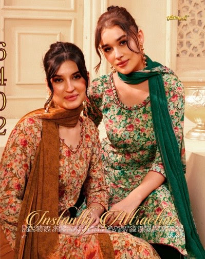 Vaishali 6402 - Prints A,B , C & D - Unstitched - Summer Crepe Unstitched Designer