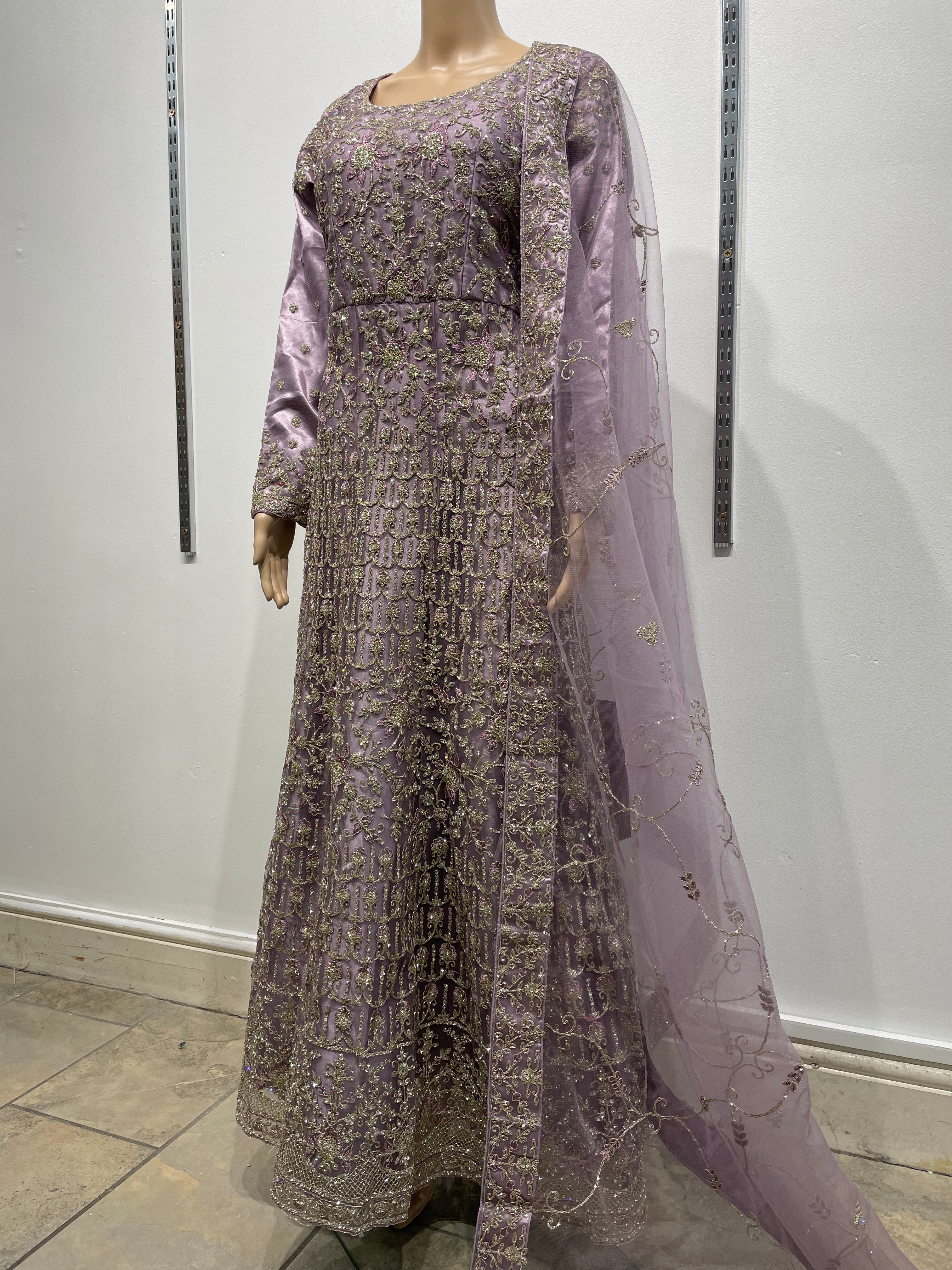 G1 - Dusty lavender Heavy Embroidered Gown