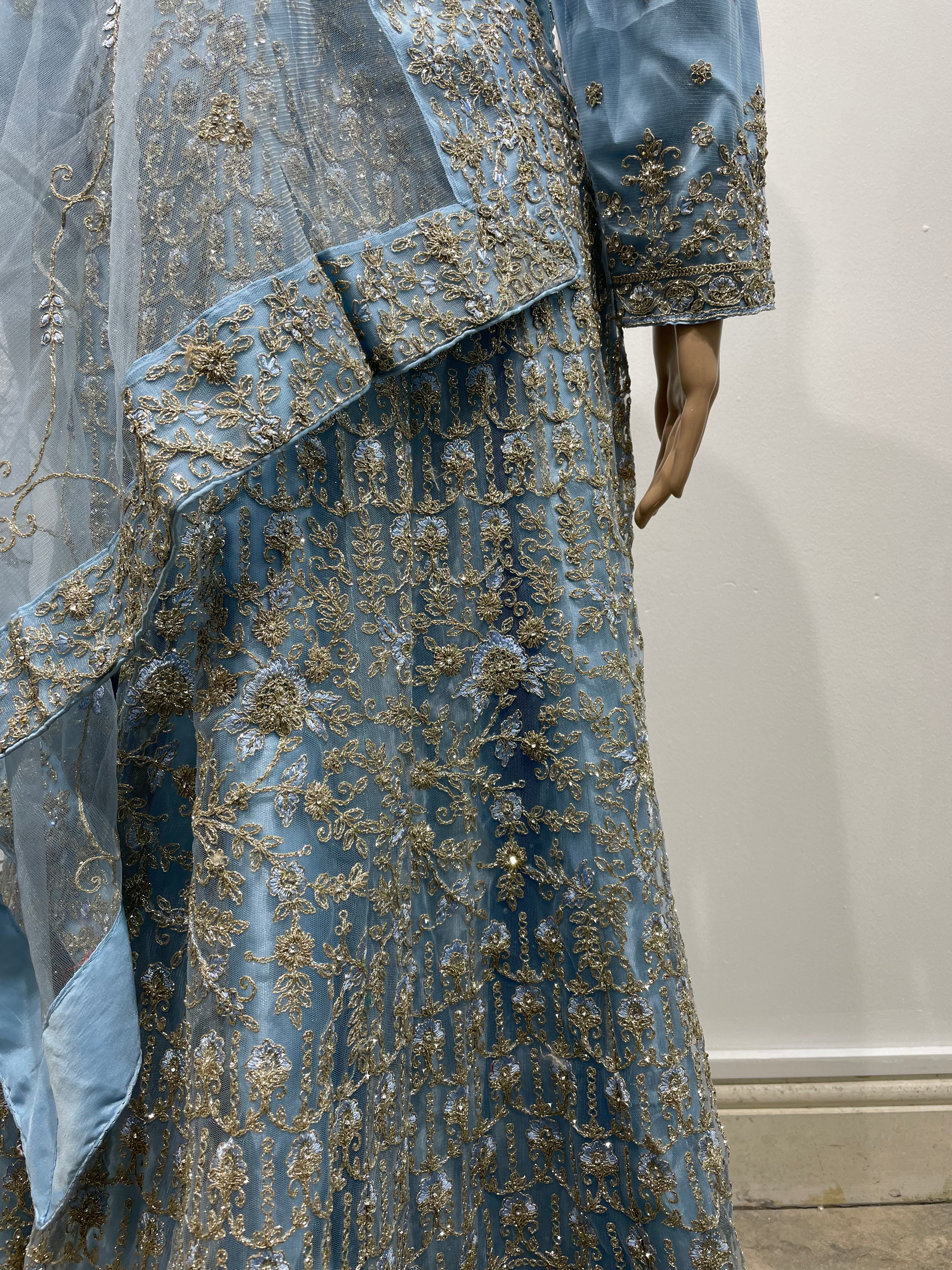 G1 - Sky Blue Heavy Embroidered Gown