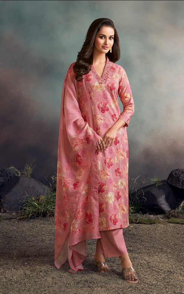 Amina - 11089 - Pure Silk Shalwar Kameez - 3 Pcs