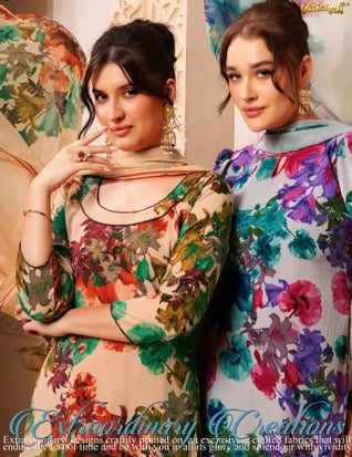 Vaishali 6404 - Prints A,B , C & D - Unstitched - Summer Crepe Unstitched Designer