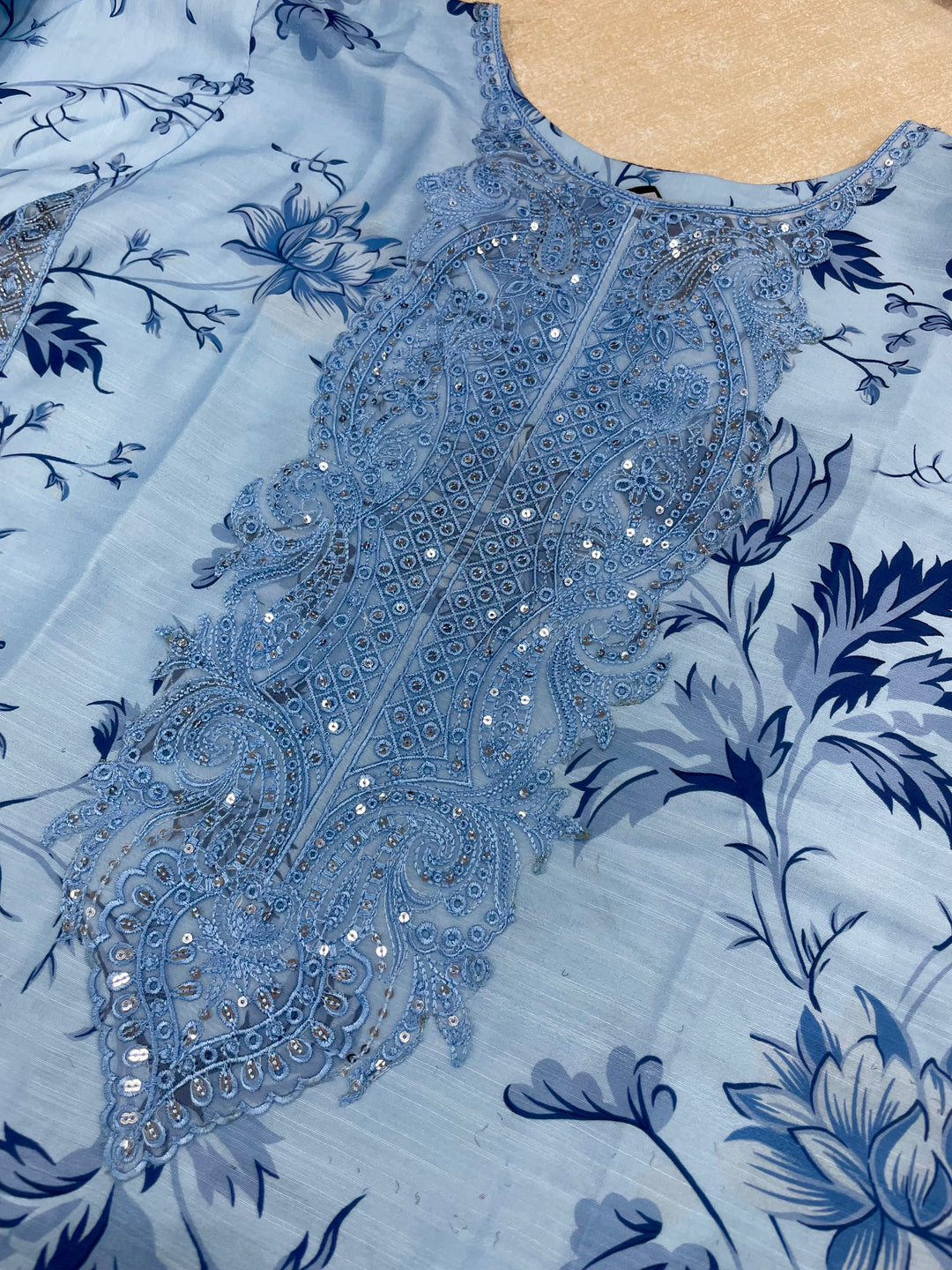 Tabeer – Sky Blue Karma Collection inspired Lawn Suit - 3pcs