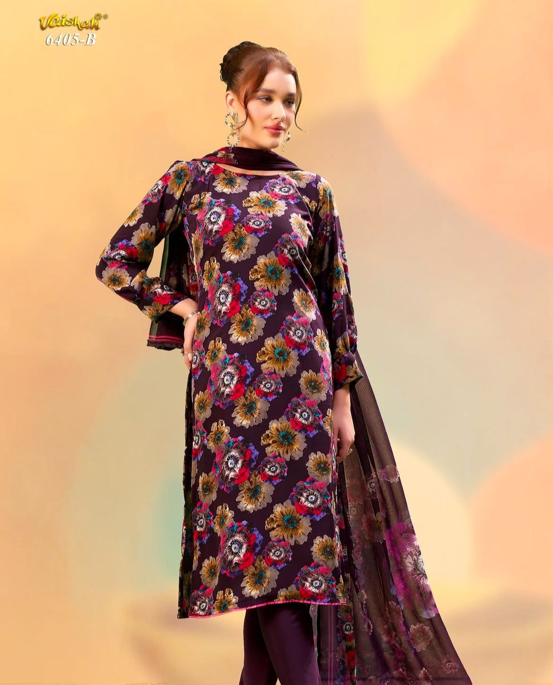 Vaishali 6405 - Prints A,B , C , D & E  - Unstitched - Summer Crepe Unstitched Designer