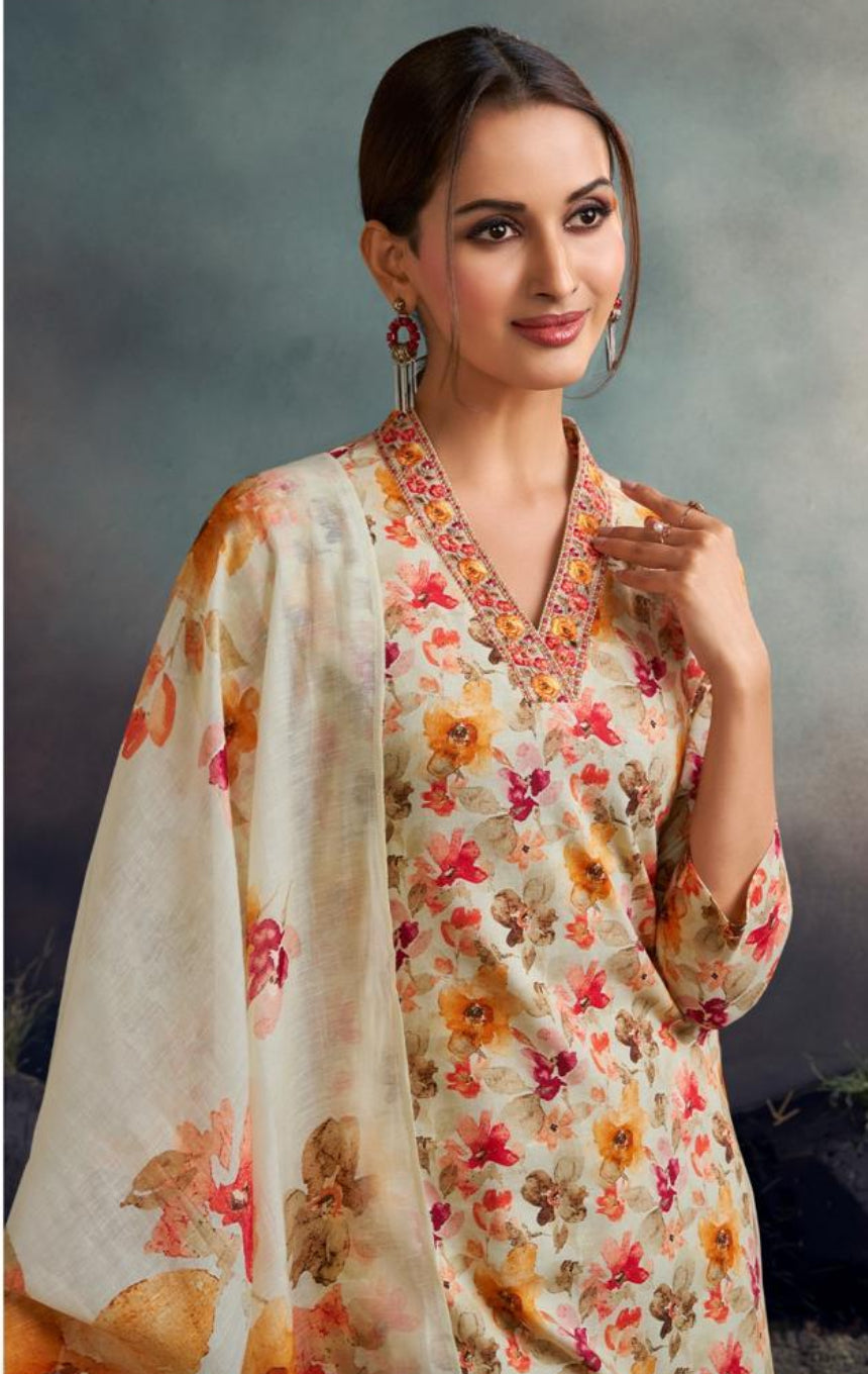 Amina - 11091 - Pure Silk Shalwar Kameez - 3 Pcs