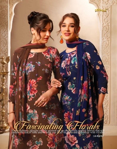 Vaishali 6413- Prints A,B , C & D   - Unstitched - Summer Crepe Unstitched Designer