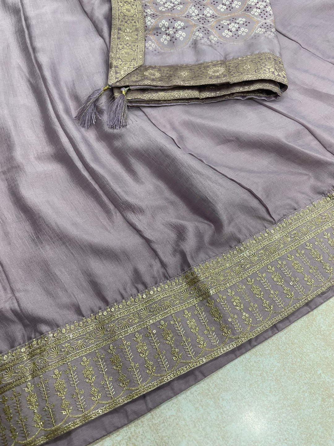 Aasma - Lavender Bhagalpuri Silk Frock with Digital Print Dupatta - 2pcs