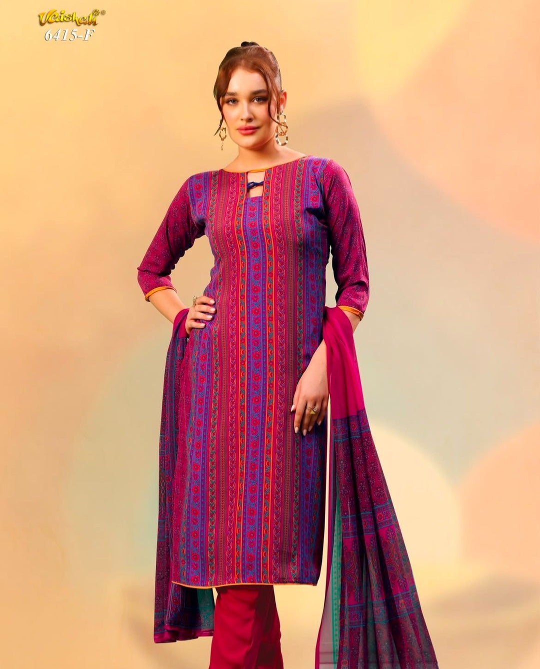 Vaishali 6415- Prints A,B , C , D , E & F   - Unstitched - Summer Crepe Unstitched Designer
