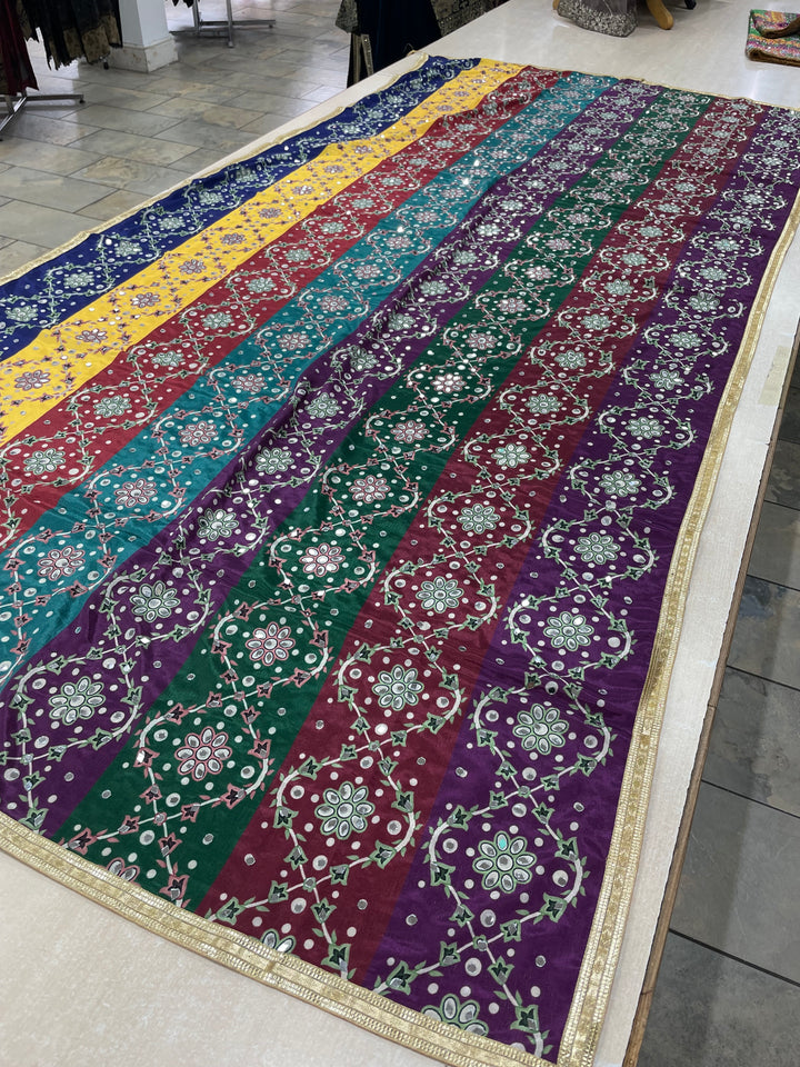 Chameli ( B ) – Pure Silk Multicolour Dupatta with Mirror & Diamante Detailing