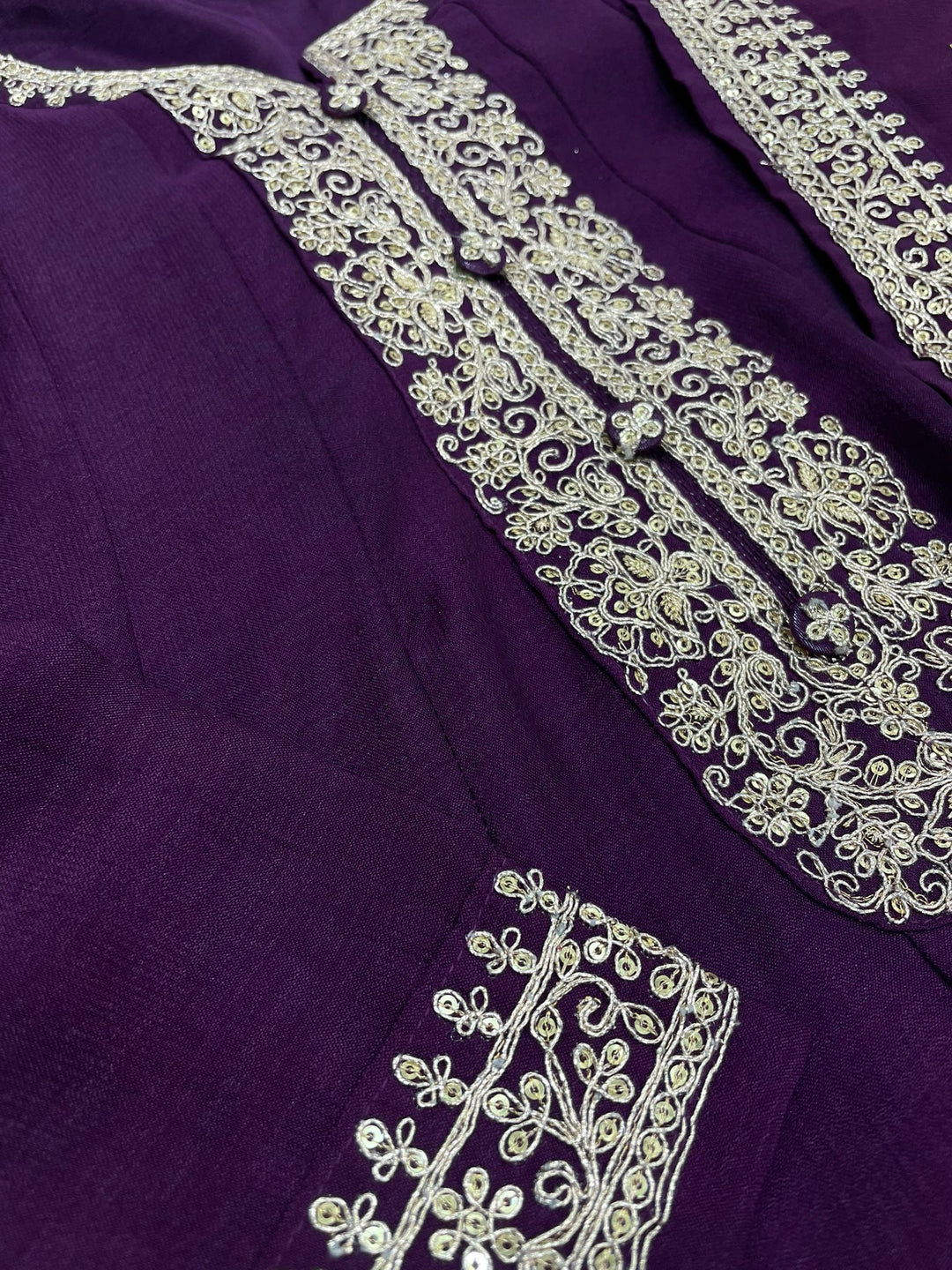 Marwah - Purple Embroidered Anarkali with Net Dupatta - 3 Pcs