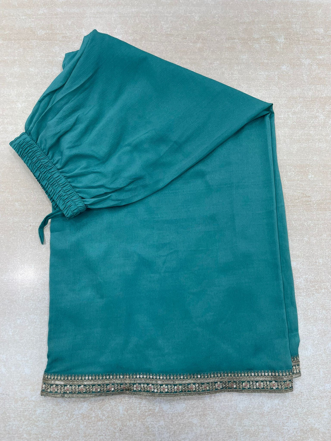 Elham – Turquoise Masoori Embroidered Suit Set with Printed Dupatta - 3pcs