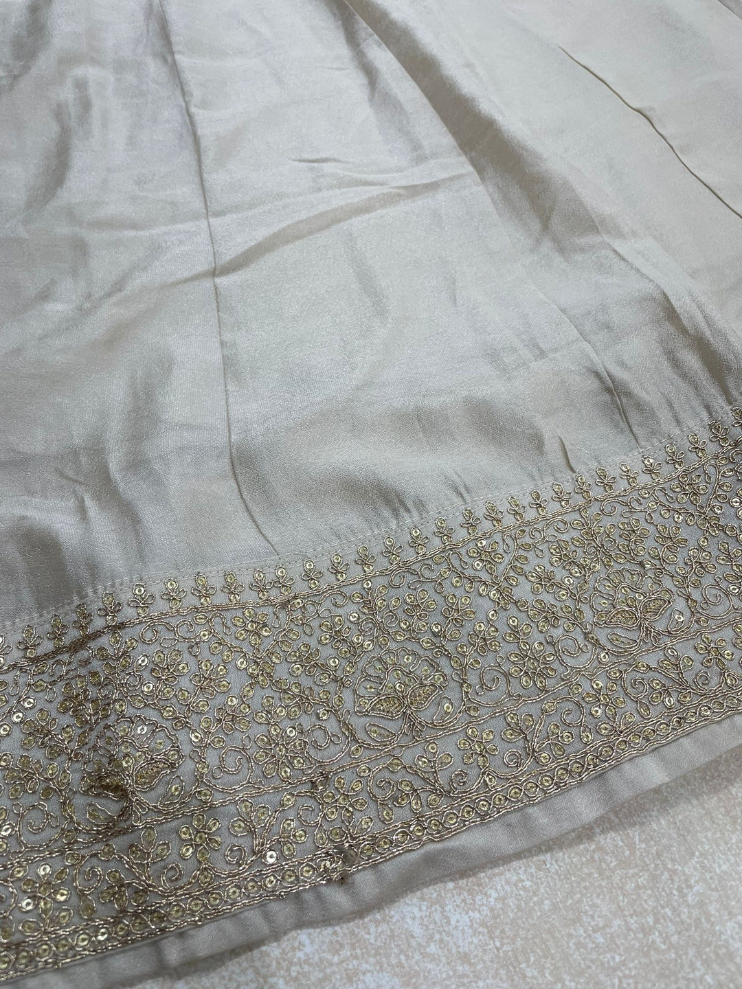 Marwah - Cream Embroidered Anarkali with Net Dupatta - 3 Pcs